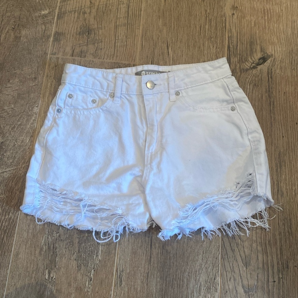 Tractr Girls White Jean Shorts with Rips Size 10